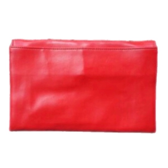 VTG 70s 80s Red Leather Convertible Clutch Shoulder Bag • Mirror • Deco Revival - Picture 9 of 16